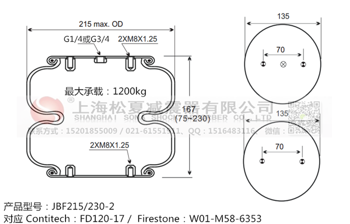 JBF215/230-2橡膠<a href='http://www.pfqp.com.cn/' target='_blank'><u>空氣彈簧</u></a>
