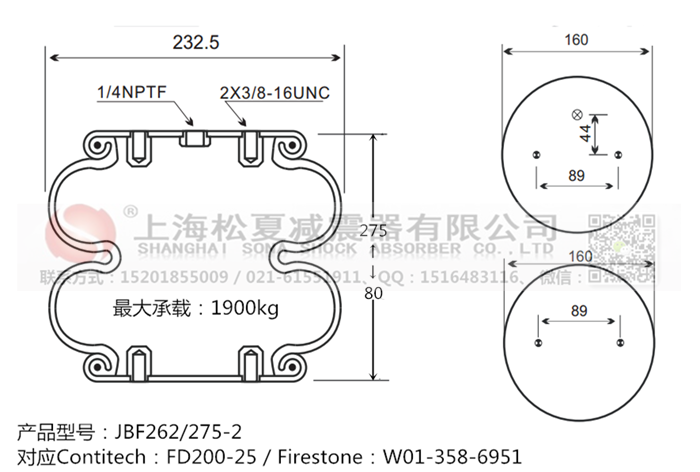 JBF262/275-2橡膠<a href='http://www.pfqp.com.cn/' target='_blank'><u>空氣彈簧</u></a>